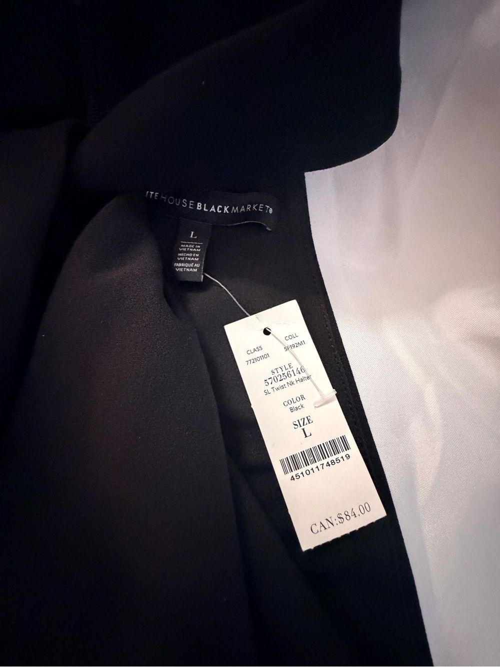 White House Black Market Black Strapless Twist-Neck Top - Picture 4 of 6